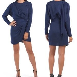 RONNY KOBO Shanaya Drape Mini Dress in Navy Zebra NWOT SZ Large